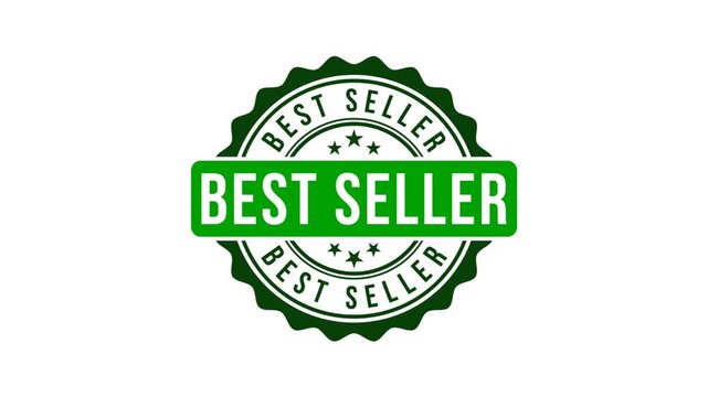 Best seller stamp icon vector illustration on white background. Seamless loop abstract animation.