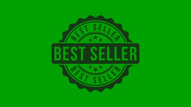 Best seller stamp icon vector illustration. PNG ICON on green background. Seamless loop abstract animation.