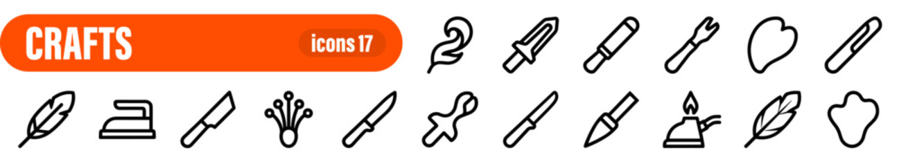 Fototapeta premium Crafts and Artistic Tools Icon Set