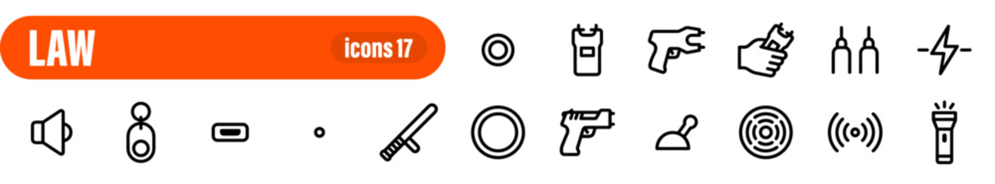 Law Enforcement and Police Equipment Line Icon Set