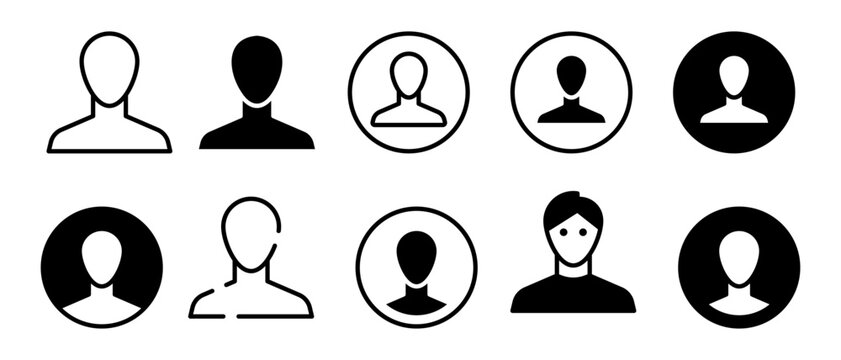 10 iconos de perfiles de usuario para gesti&oacute;n de cuentas que representan personas, identidad y cuentas digitales, estilo l&iacute;nea y s&oacute;lido