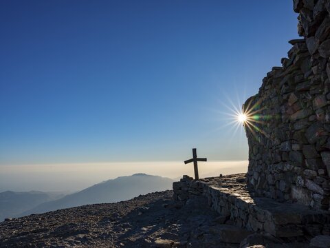 Timios Stavros Summit Chapel and Psiloritis Summit Cross, Ida Massif, Crete, Greece