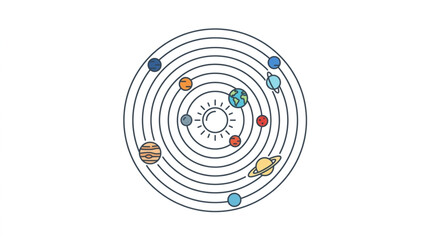 Solar System Model with Sun and Planets Orbiting. © dip