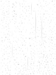 Transparent dew or rain drops rolling down on wet clear vertical window glass surface crystal clarity overlay effect - water-drop, dripping, droplets, liquid water drop on png background © SharminAkter
