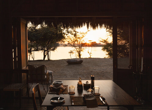 sunrise on the Zambezi River, Zimbabwe, Africa