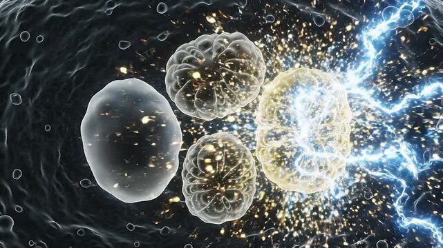 Toxin Effects On Mitochondria: Detailed Macro View Of Cell Interior And Energy Production Dynamics with Scientific Visual Effects