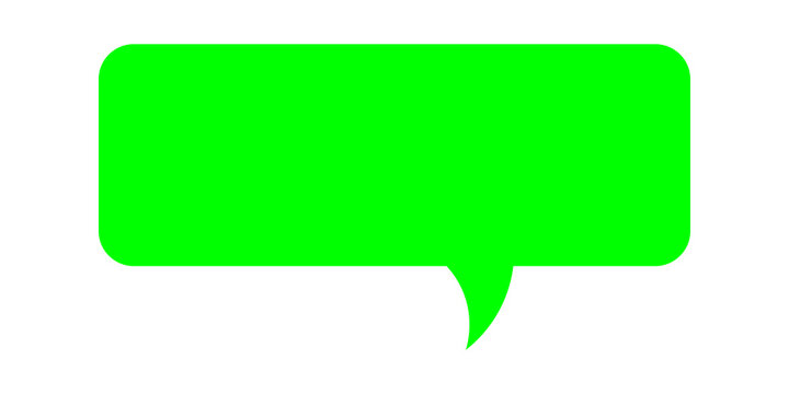 Bright green rectangular speech bubble icon for chat and communication messages