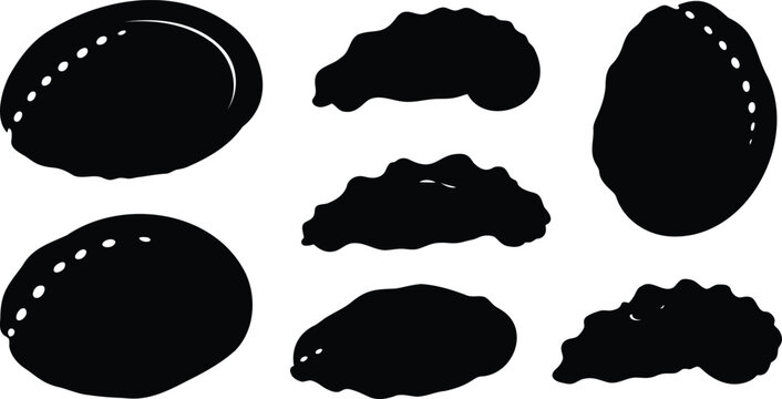Set of black abalone shell silhouettes