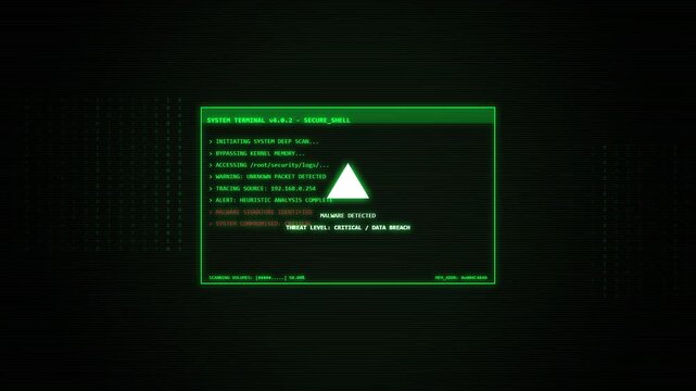 Digital system terminal scanning and detecting a critical malware threat