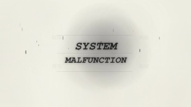 System malfunction text animation with glitch effect on white background