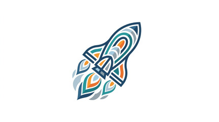 Stylized Rocket Ship Launching with Colorful Abstract Flames. © MAGNA