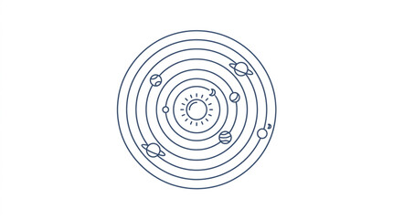 Stylized Illustration of the Solar System with Planets Orbiting the Sun. © MAGNA