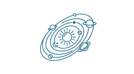 Stylized Solar System Illustration with Sun and Planets. © MAGNA