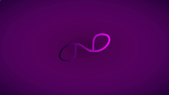 Abstract neon infinity loop motion glowing purple gradient line animation for modern digital backgrounds and technology presentations 4k