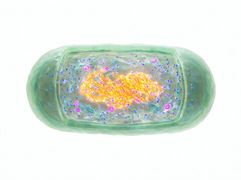 3D Transparent Bacteria Cell Model, Prokaryote Scientific Medical Illustration