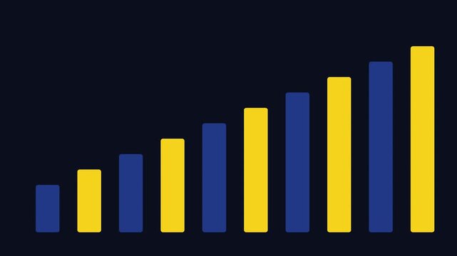 Animated bar chart growth graph with rising data trends for business analytics and financial performance presentation animation 4k