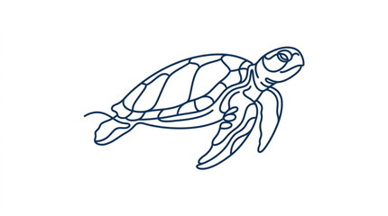 Sea Turtle Illustration Simple Line Art. © yami