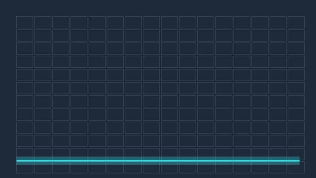 Digital data loading progress bar with glowing cyan neon line on dark grid animation 4k background