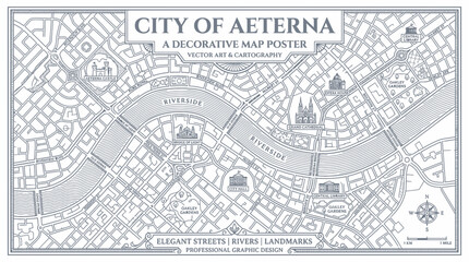 Fototapeta premium City Map Poster: Aeterna Decorative Cartography Vector Art