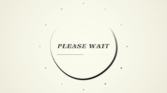Minimalist loading animation with please wait text on white background