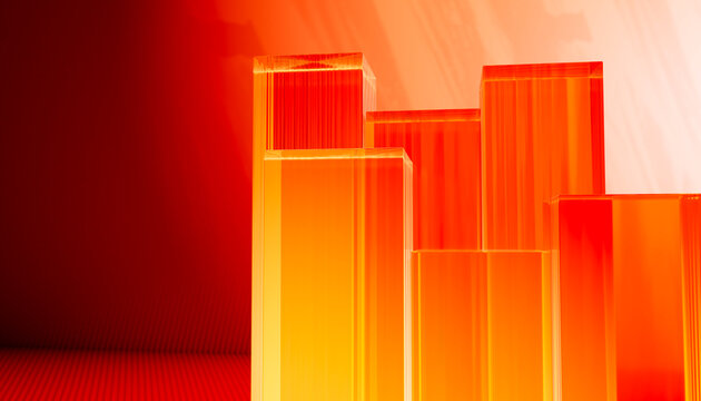 Abstract orange blocks render with orange hues