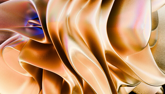 Abstract flow of metallic orange curves and folds