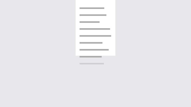 Minimalist 4k white paper document scrolling and loading animation for digital interface