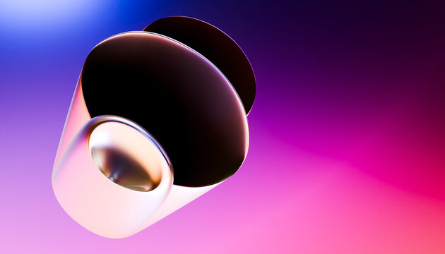 Colorful abstract 3D render of glossy geometric form