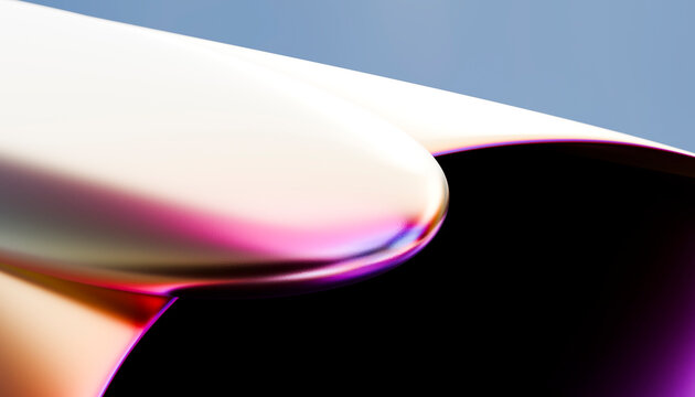 Abstract colorful 3D render of glossy curved surface detail