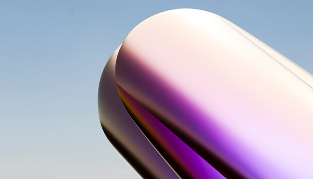 Abstract colorful 3D render of glossy curved gradient form