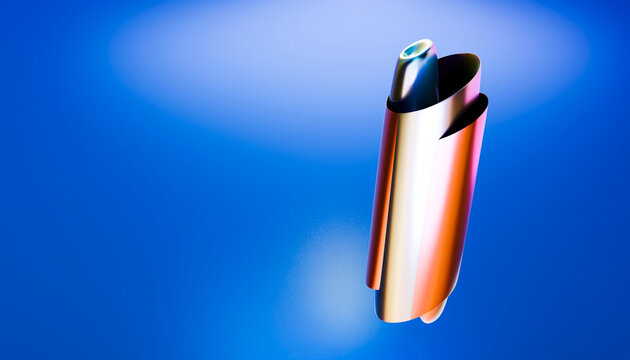 Abstract colorful 3D render of metallic folded form