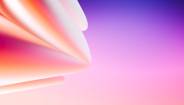 Abstract colorful 3D render with smooth flowing gradient form