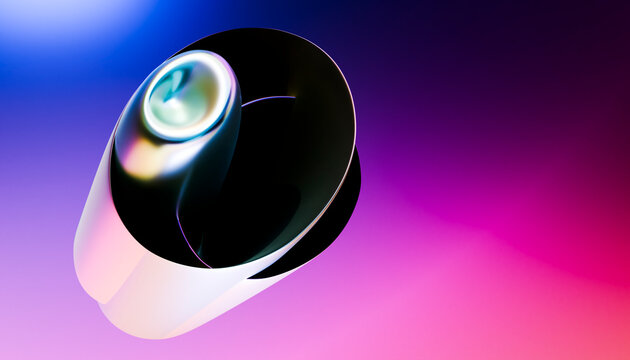 Abstract colorful 3D render of glossy futuristic lens form