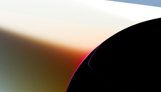 Abstract colorful 3D render with dark curve and glow