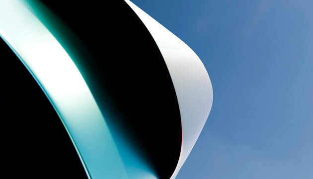 Abstract colorful 3D render with curved glossy shapes