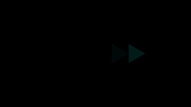 Right cyan color arrow pointer icon. black background. Motion Graphic concept. animation