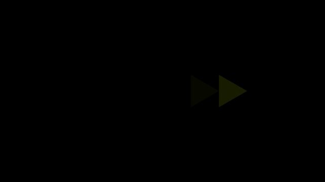 Right yellow color arrow pointer icon. black background. Motion Graphic concept. animation
