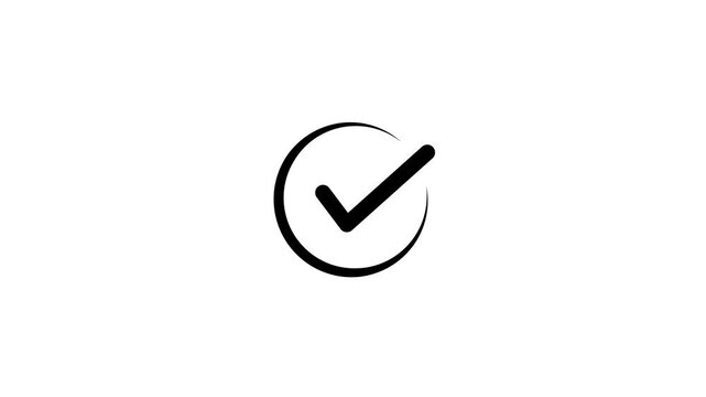 Check Mark Icon within a Circle on White Background tick confirmed. Motion Graphic. animation