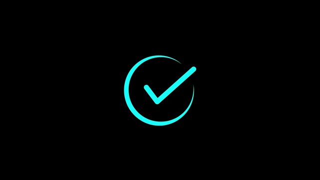 Check Mark Icon within a Circle on black Background tick confirmed. Motion Graphic. animation