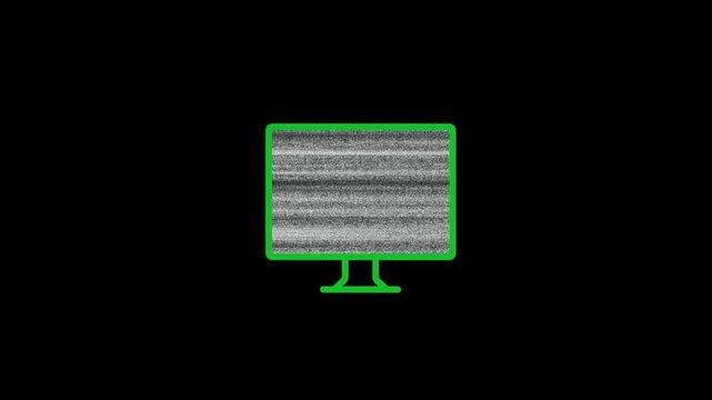 Digital tv static noise on screen retro glitch effect animation television