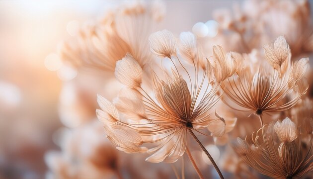 A Close Up Of Dried Flowers With Their Intricate Details And Soft Tones Creating An Ethereal Atmosphere