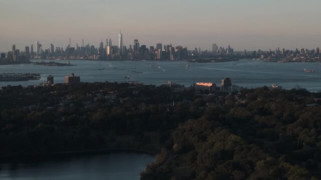 Aerial view of State Island on a summer day