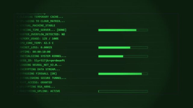 Digital computer interface showing scrolling system terminal code process