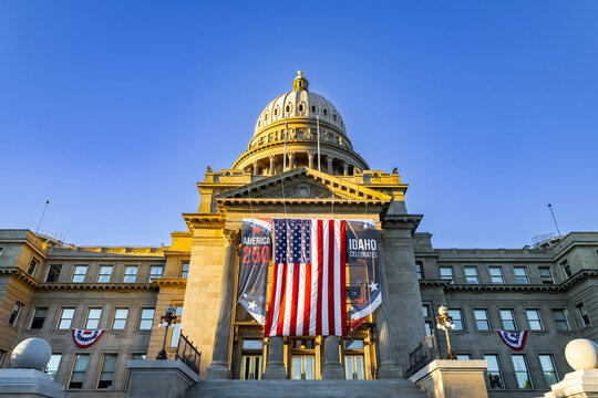 Idaho State Capitol Glows at Golden Sunset