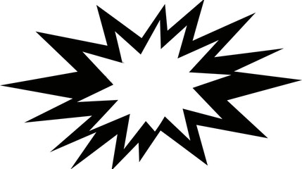 Black sharp starburst explosion shape, isolated on transparent background © Mia