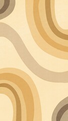 Abstract boho retro rainbow background with warm ochre and beige wavy lines, vertical minimalist earth tone watercolor paper texture for organic branding and phone wallpaper © PeachyPixels