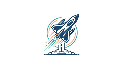 Rocket Ship Launching into Space with Trails of Smoke. © Falik