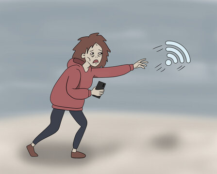 Illustration of screen dependency and digital addiction stress