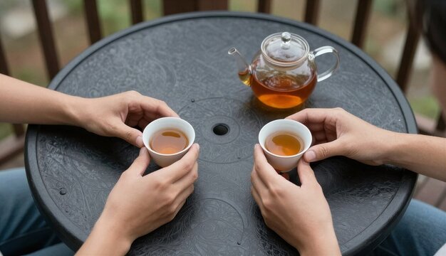 Tea ceremony: sharing oolong over quiet conversation