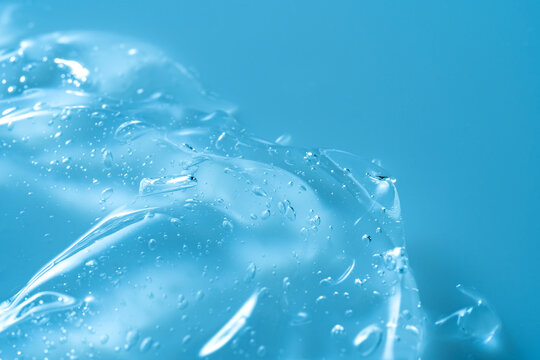 Clear gel texture with bubbles in macro view